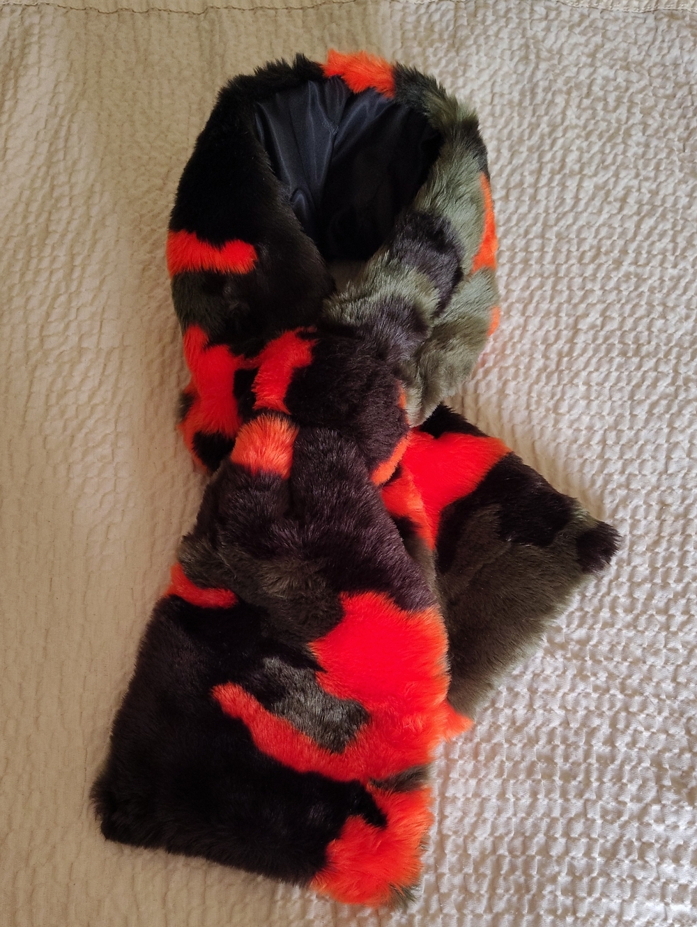Aaparis Faux Fur Multicolor Scarf SOLD OUT Orange, Black & Olive Camo